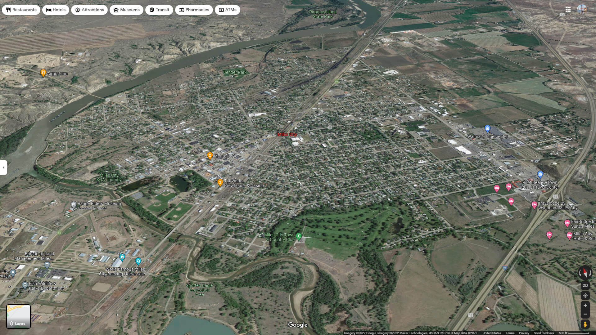 Miles City Aerial Map Montana